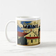 Greetings From Maine Lighthouse Mugs