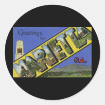 Greetings from Marietta Georgia Round Sticker