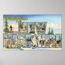 Greetings From New Hampshire, Vintage Print