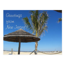 Greetings from NJ - Tiki & Palm Postcard