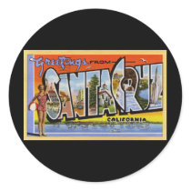 Greetings from Santa Cruz California Round Sticker