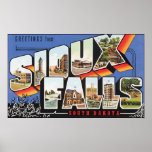 Greetings From Sioux Falls South Dakota, Vintage Poster