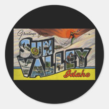 Greetings from Sun Valley Idaho Round Sticker