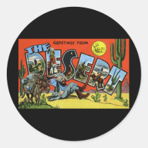 Greetings from the Desert Round Stickers