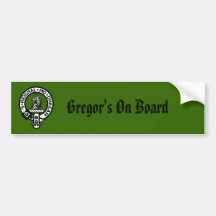 Gregor Badge, Gregor's On Board Bumper Stickers
