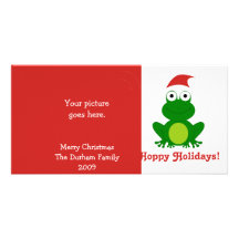 Grenouille de houblon de Père Noël de vacances Cartes De Vœux Avec Photo