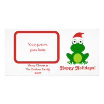 Grenouille de houblon de Père Noël de vacances Cartes De Vœux Avec Photo