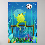 Grenouille du football la nuit affiche