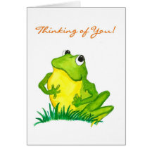 Grenouille verte "pensant à vous !" Carte pour not