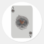Grey Ace of Spade Chicken Round Sticker