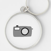 Grey and Black Camera. On White. Keychain