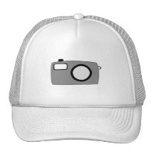 Grey and Black Camera. On White. Trucker Hats