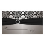 Grey and Black Damask Placecards Business Card Template