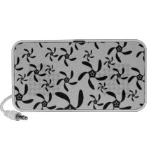 Grey and Black Futuristic Floral Design. Travelling Speaker