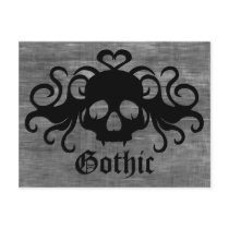 Grey and black goth fanged vampire skull postcard