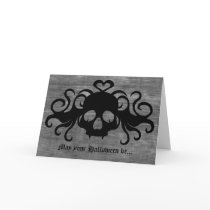 Grey and black goth fanged vampire skull romantic greeting card