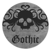 Grey and black goth fanged vampire skull sticker