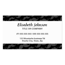 Grey and black trendy funny moustache pattern business card