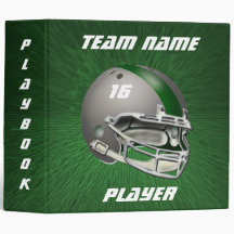Grey and Dark Green Football Helmet 3 Ring Binder