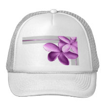 Grey and Eggplant Plumeria Mesh Hat