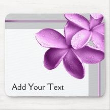 Grey and Eggplant Plumeria Mousepad