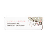 Grey and Pink Cute Lovebirds Wedding Address Label