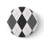 Grey and Red Argyle Button