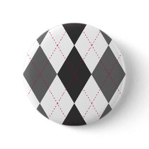 Grey and Red Argyle Button