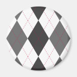 Grey and Red Argyle Magnet