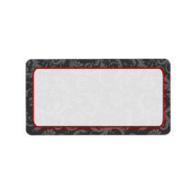 Grey and Red Floral Damask Return Address Label