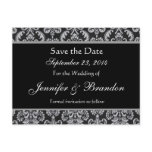 Grey and Silver Damask Save The Date Postcard