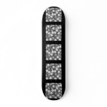 Grey and White Flowers. Floral Pattern. Custom skateboards
