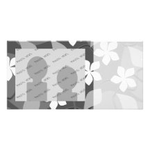Grey and White Flowers. Floral Pattern. Custom Photo Card