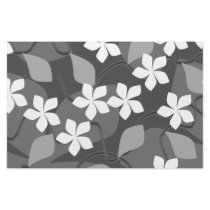 Grey and White Flowers. Floral Pattern. Stationery