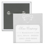 Grey And White Heart Damask Buttons