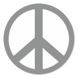 Grey and White Peace Symbol Round Sticker