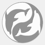 Grey And White yin Yang Dolphins Stickers
