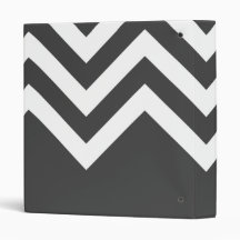 Grey and White Zig Zags 3 Ring Binder