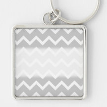 Grey and White Zigzag Stripes. Keychains