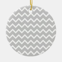 Grey and White Zigzag Stripes. Christmas Tree Ornament