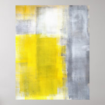 Grey and Yellow Abstract Art Poster Print