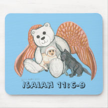 Grey Angel Bear, Isaiah 11:6-9 Mousepads