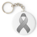 Grey Awareness Ribbon Keychain