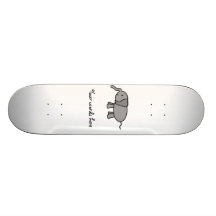 Grey baby elephant skate board deck