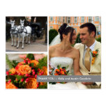 Grey band modern 3 photo montage thank you note post cards