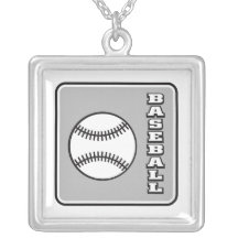 Grey Baseball logo.png Custom Necklace