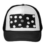 Grey, black and white dot pattern. hats