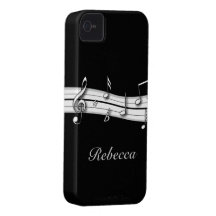 Grey black and white musical notes score iPhone 4 cover