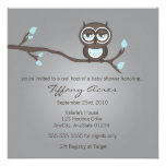 Grey, Blue and Brown Owl Invitation invitations