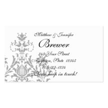 Grey Bride and Groom Contact Information Card Business Cards